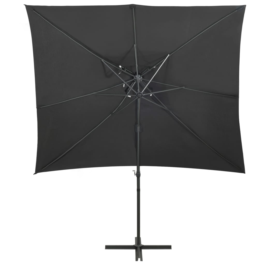Ombrellone a Sbalzo con Doppia Copertura 250x250 cm Antracite - homemem39
