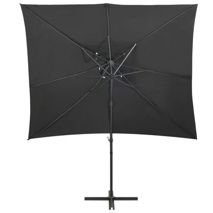 Ombrellone a Sbalzo con Doppia Copertura 250x250 cm Antracite - homemem39