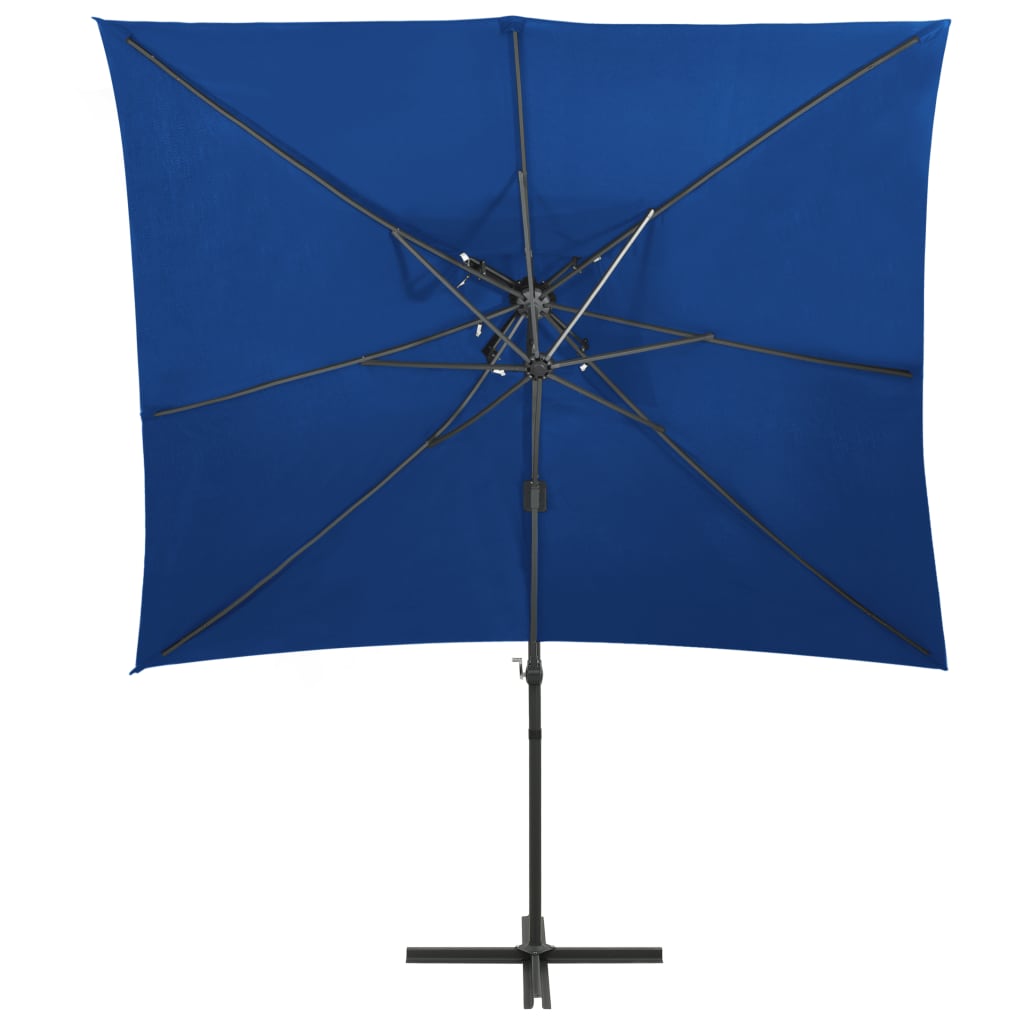Ombrellone a Sbalzo con Doppia Copertura 250x250 cm Blu - homemem39