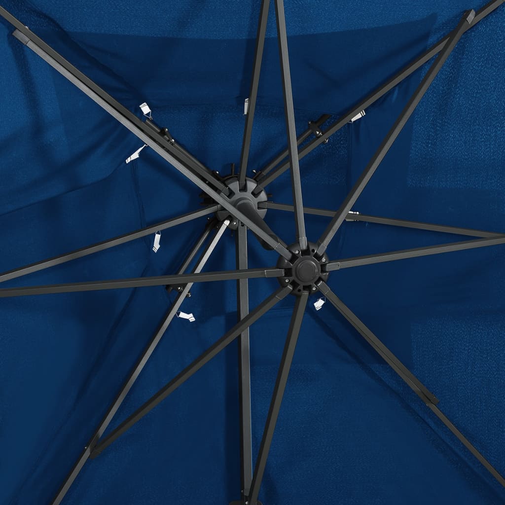 Ombrellone a Sbalzo con Doppia Copertura 250x250 cm Blu - homemem39