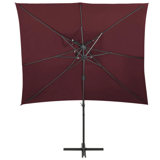 Ombrellone a Sbalzo con LED 250x250 cm Bordeaux - homemem39