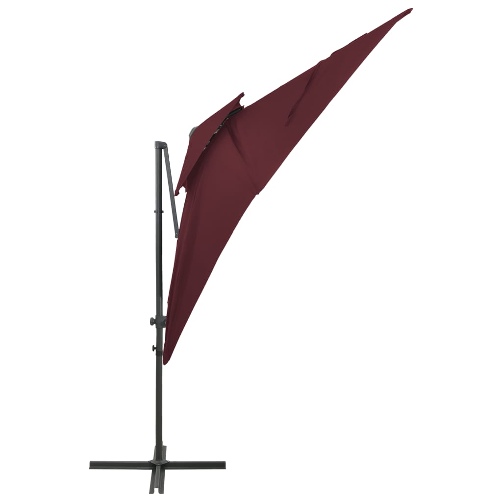 Ombrellone a Sbalzo con LED 250x250 cm Bordeaux - homemem39