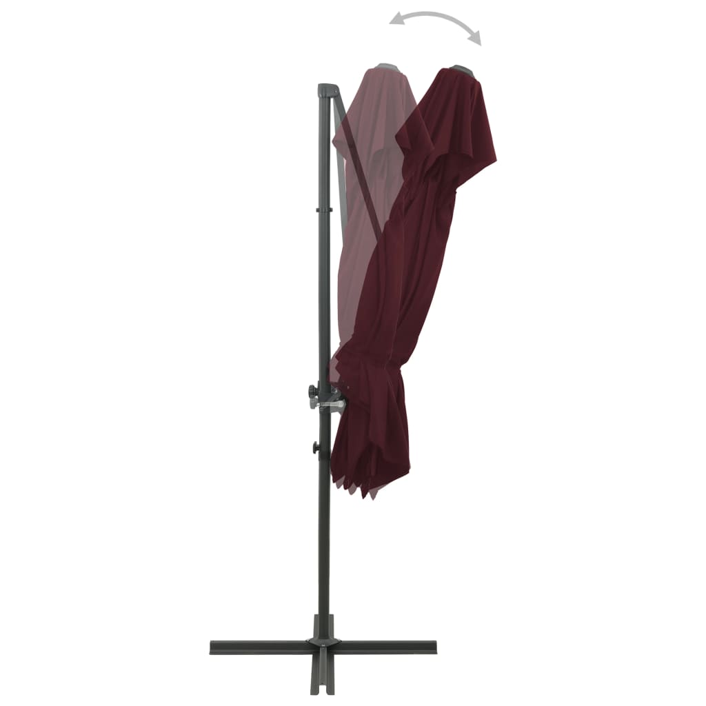 Ombrellone a Sbalzo con LED 250x250 cm Bordeaux - homemem39