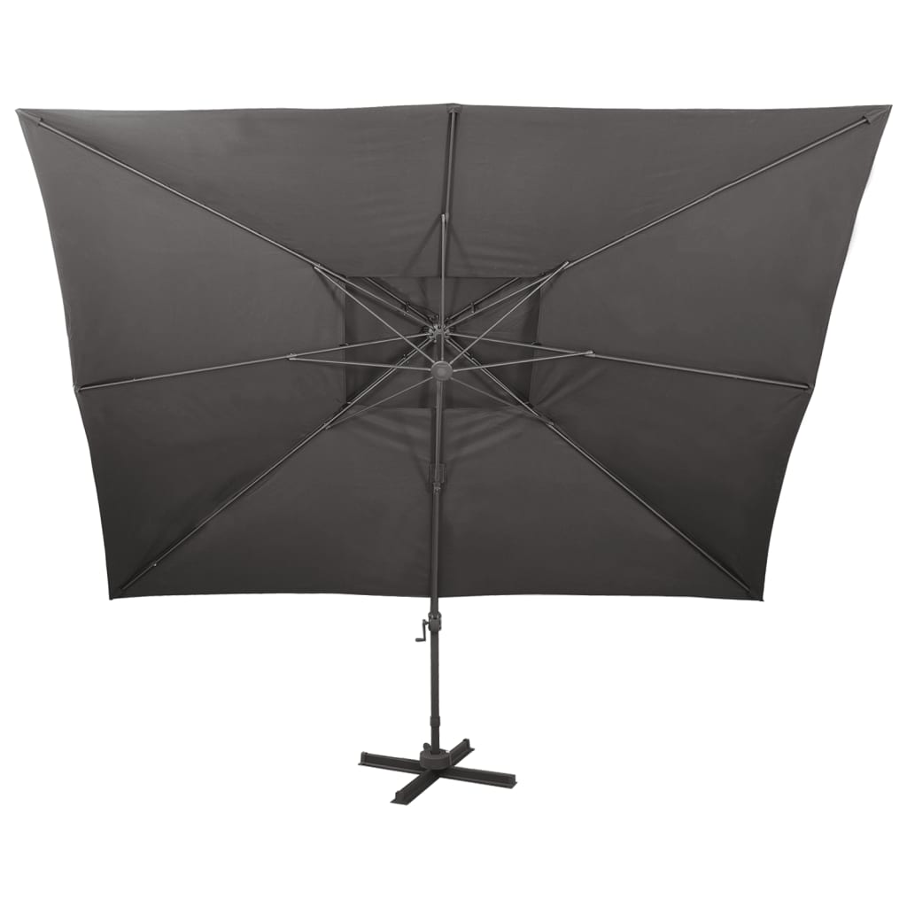 Ombrellone da giardino a sbalzo con doppio piano antracite 400x300 cm | homemem39