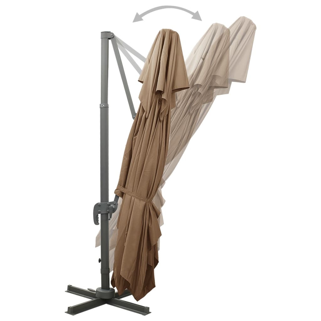 Ombrellone a Sbalzo con Doppia Copertura 400x300 cm Tortora | homemem39