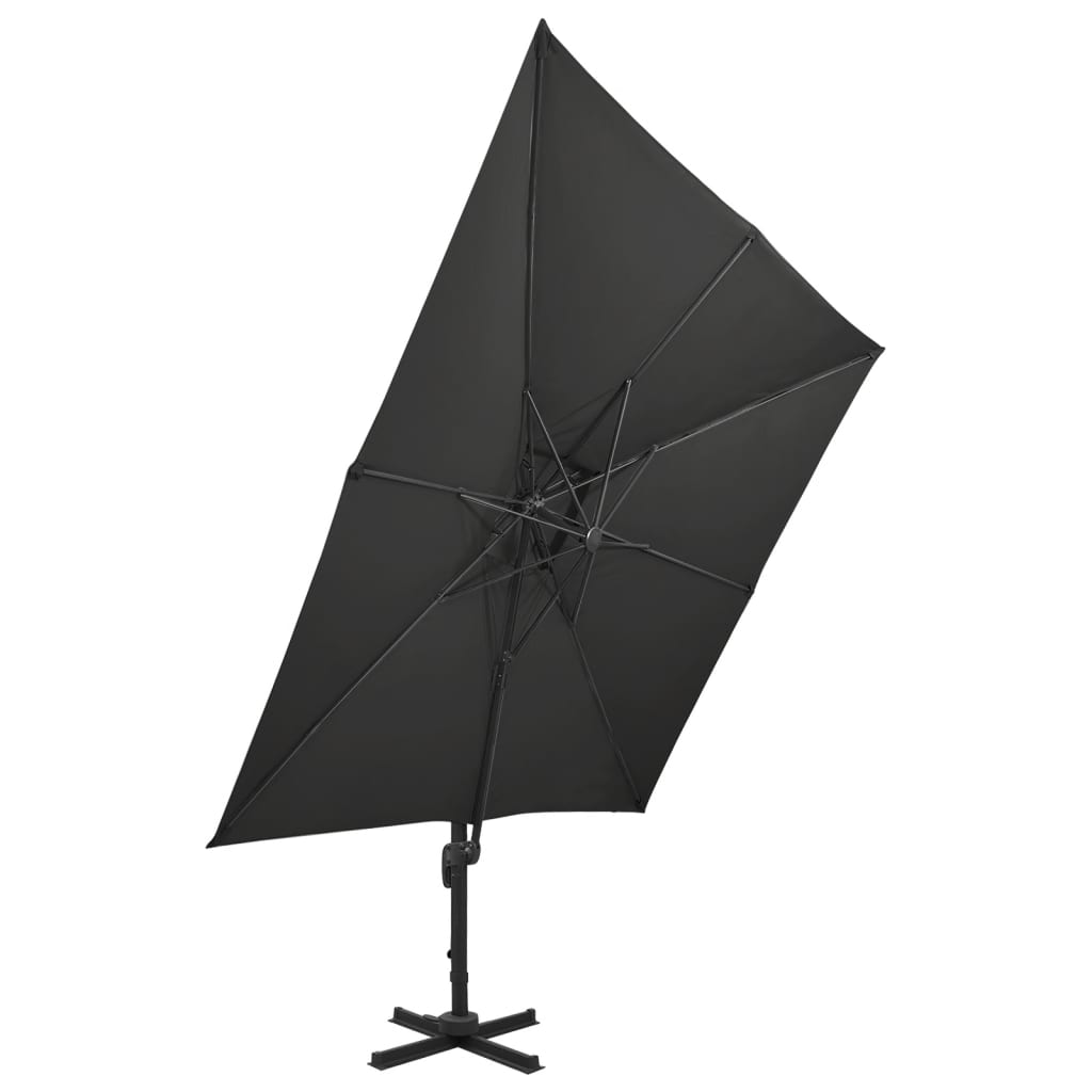 Ombrellone a Sbalzo con Doppia Copertura 300x300 cm Nero | homemem39