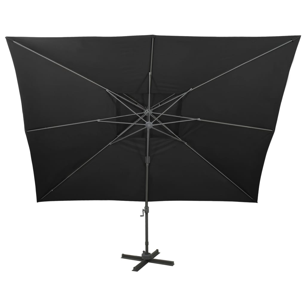 Ombrellone da giardino a sbalzo con doppio piano nero 400x300 cm | homemem39