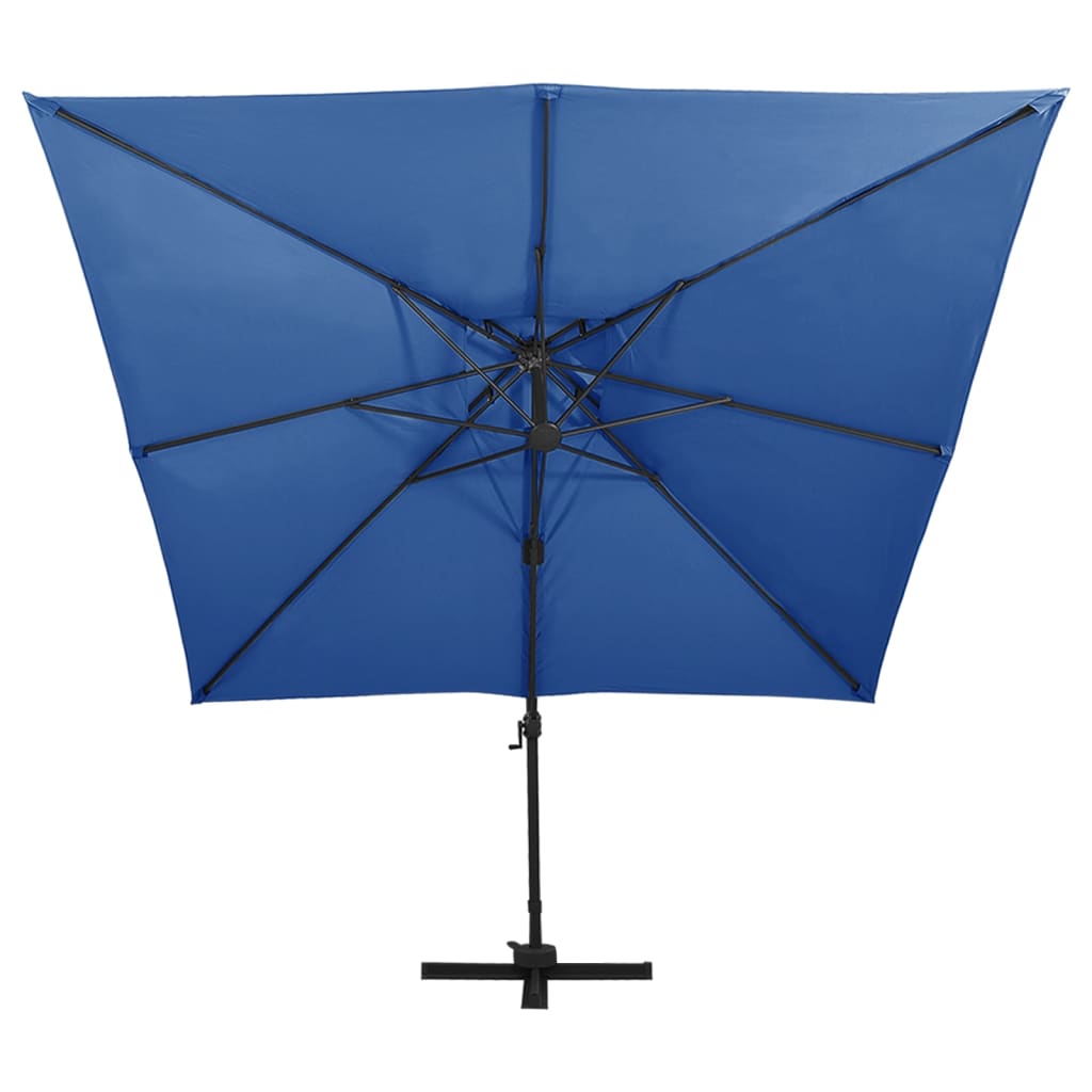 Ombrellone a Sbalzo con Doppia Copertura 300x300 cm Azzurro - homemem39