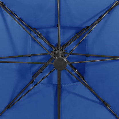 Ombrellone a Sbalzo con Doppia Copertura 300x300 cm Azzurro - homemem39