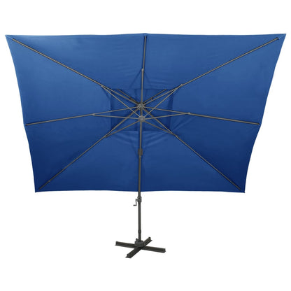 Ombrellone a Sbalzo con Doppia Copertura 400x300 cm Azzurro - homemem39