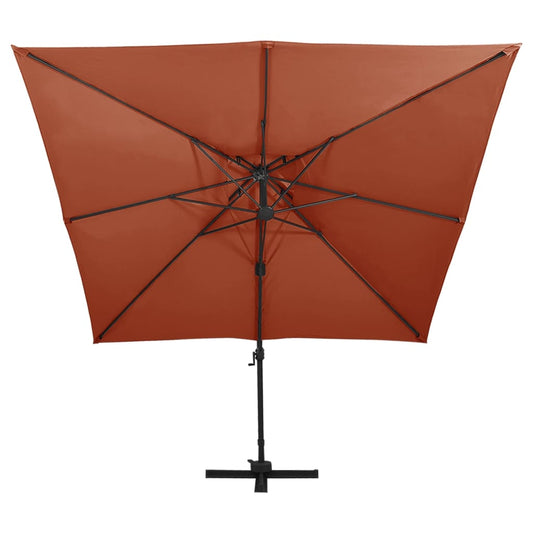 Ombrellone a Sbalzo con Doppia Copertura 300x300 cm Terracotta | homemem39