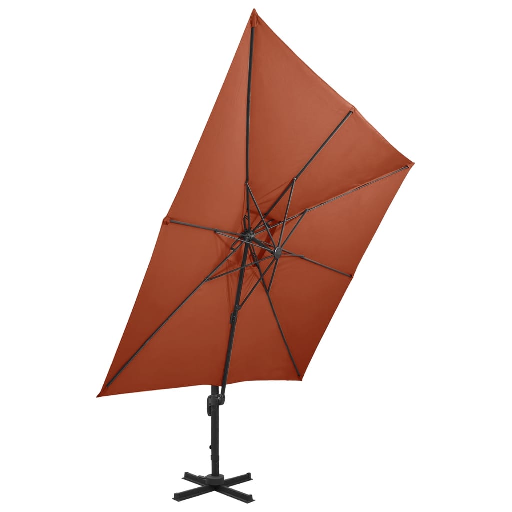 Ombrellone a Sbalzo con Doppia Copertura 300x300 cm Terracotta | homemem39
