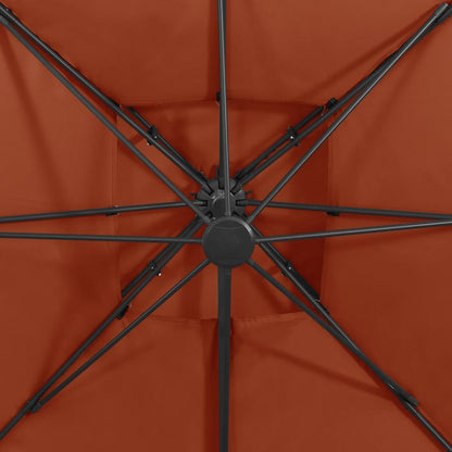 Ombrellone a Sbalzo con Doppia Copertura 300x300 cm Terracotta | homemem39
