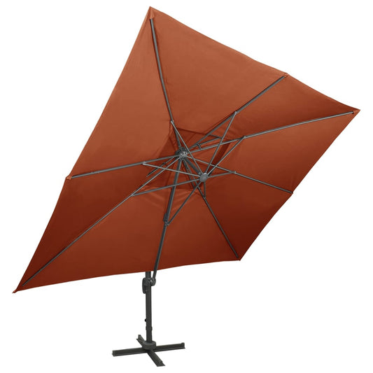 Ombrellone da giardino a sbalzo con doppio piano in terracotta 400x300 cm | homemem39