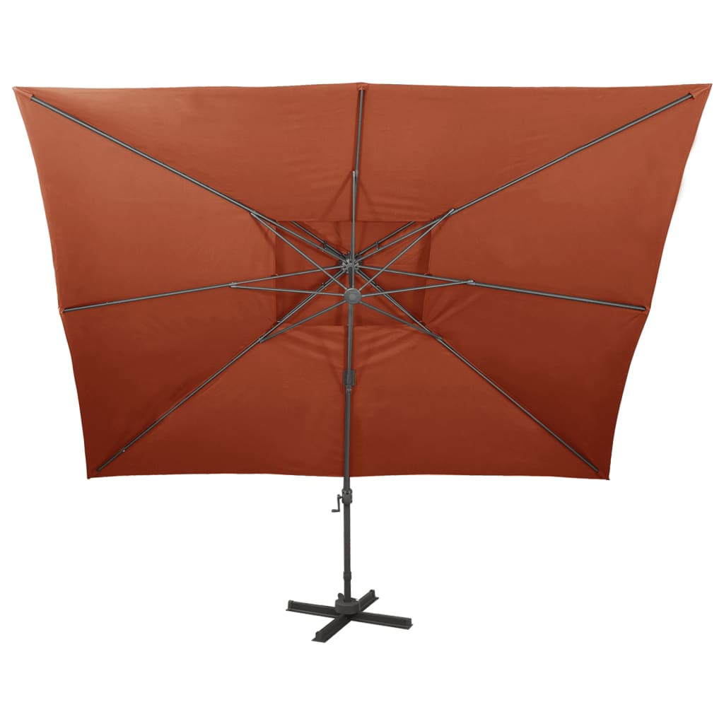 Ombrellone da giardino a sbalzo con doppio piano in terracotta 400x300 cm | homemem39