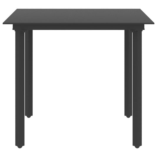 Tavolo da Giardino Nero 80x80x74 cm in Acciaio e Vetro - homemem39