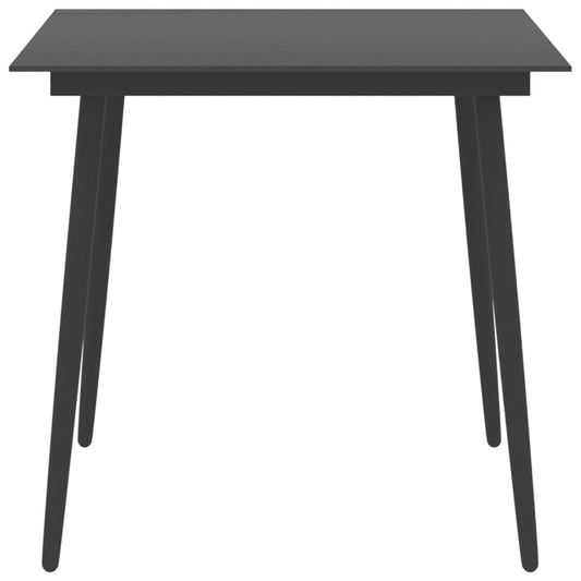 Tavolo da Giardino Nero 80x80x74 cm in Acciaio e Vetro - homemem39