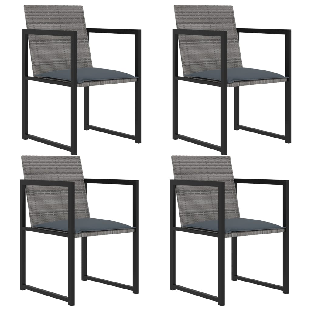 Set da Pranzo da Giardino 5 pz con Cuscini in Polyrattan Grigio | homemem39