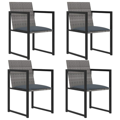 Set da Pranzo da Giardino 5 pz con Cuscini in Polyrattan Grigio | homemem39