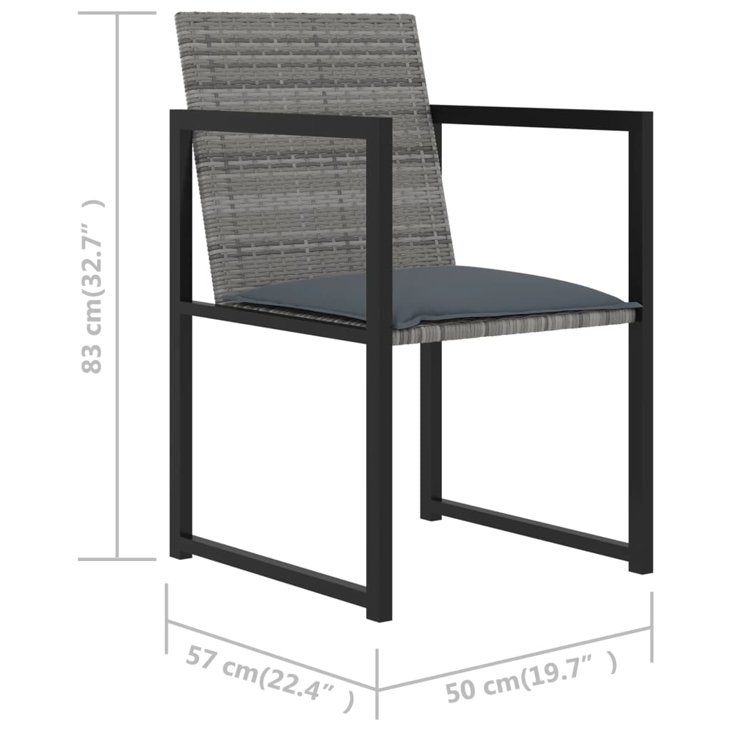 Set da Pranzo da Giardino 5 pz con Cuscini in Polyrattan Grigio | homemem39