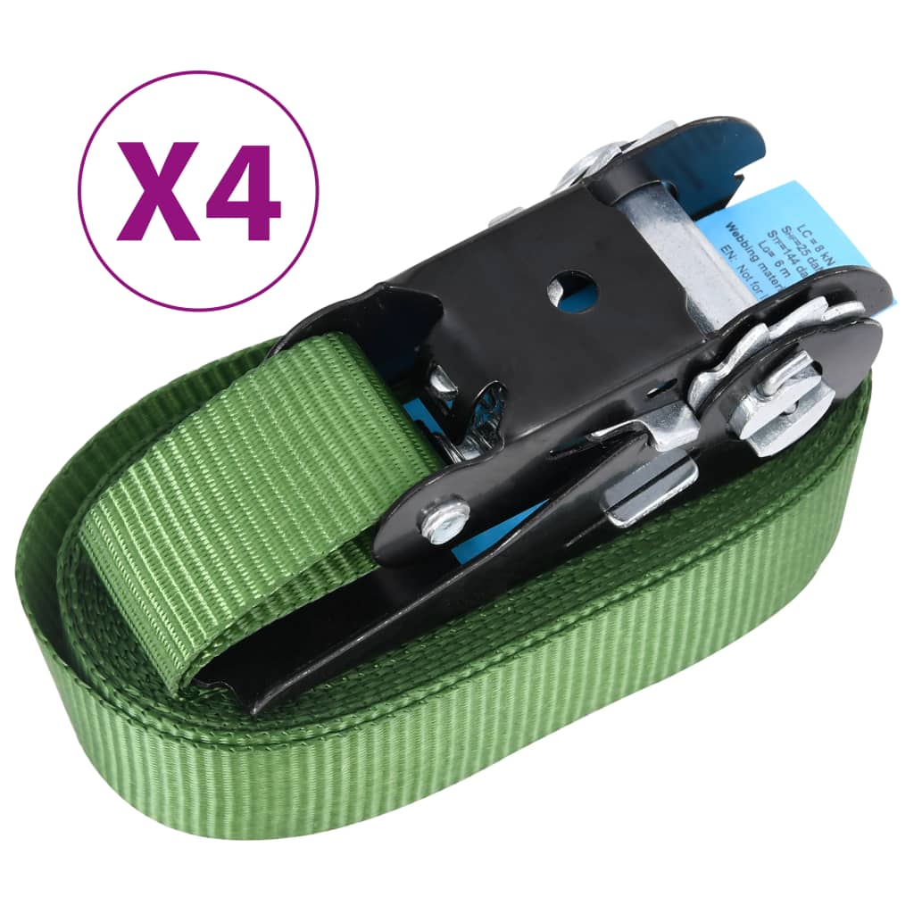 Cinghie d'Ancoraggio a Cricchetto 4 pz 800 daN 6m Verde | homemem39