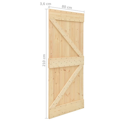 Porta Scorrevole con Set Hardware 80x210 cm in Legno di Pino