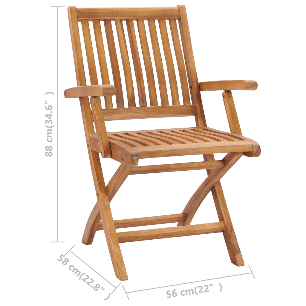 Sedie da Giardino Pieghevoli 2 pz in Legno Massello di Teak