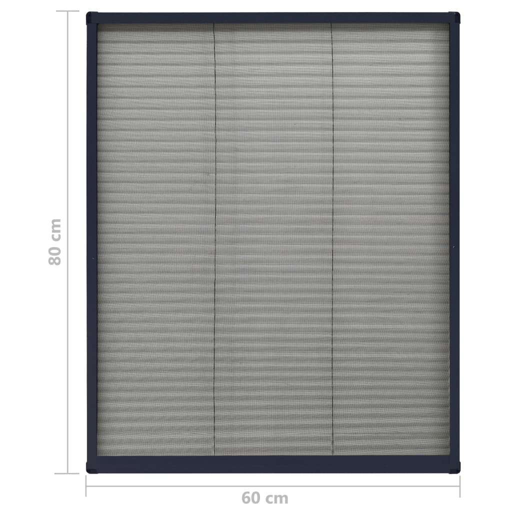 Zanzariera Plissettata Finestre Alluminio Antracite 60x80 cm - homemem39