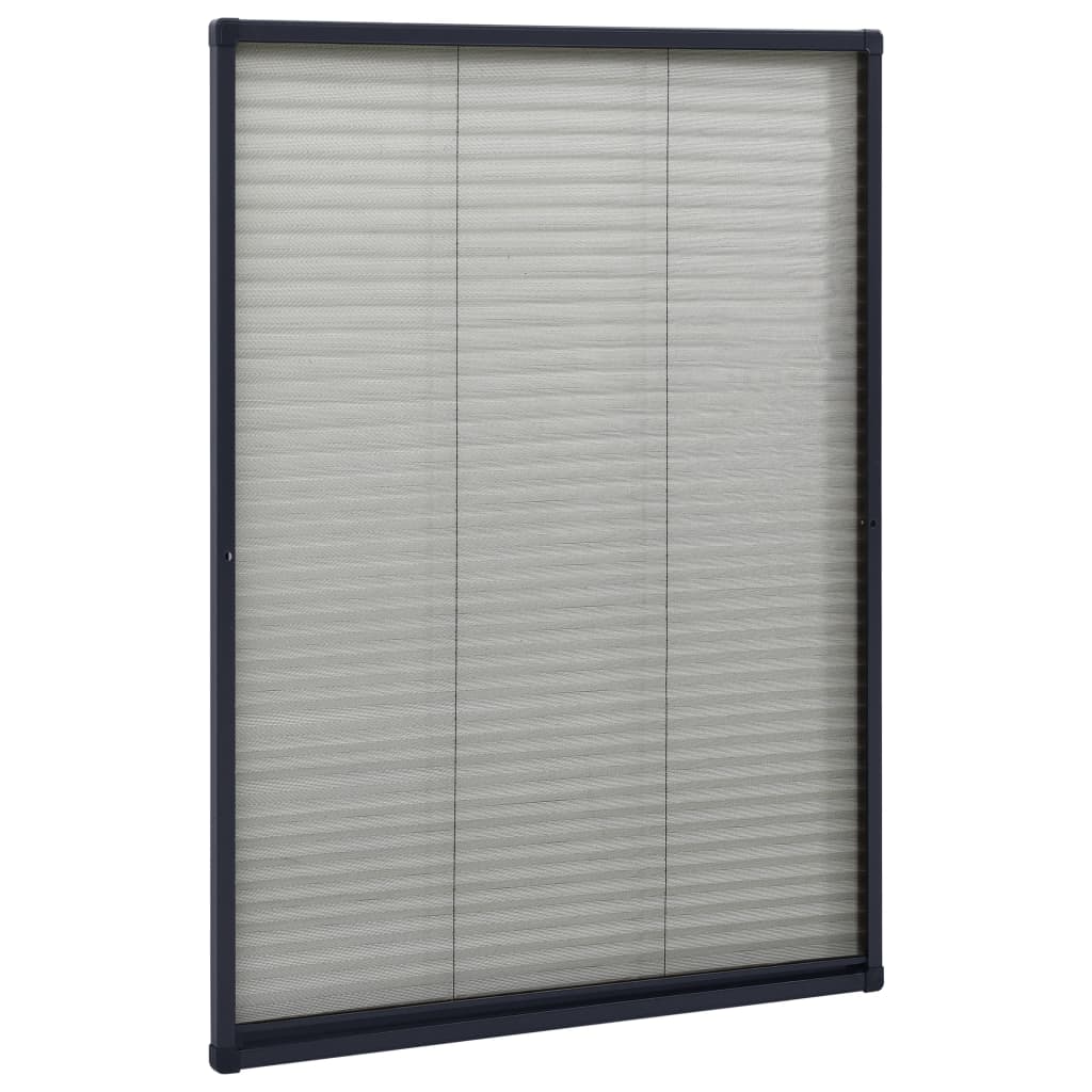 Zanzariera Plissettata Finestre Alluminio Antracite 80x120 cm