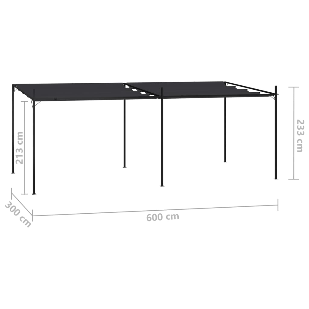 Gazebo con Tetto Retrattile 600x300x233 cm Antracite | homemem39
