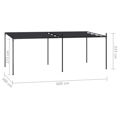 Gazebo con Tetto Retrattile 600x300x233 cm Antracite | homemem39
