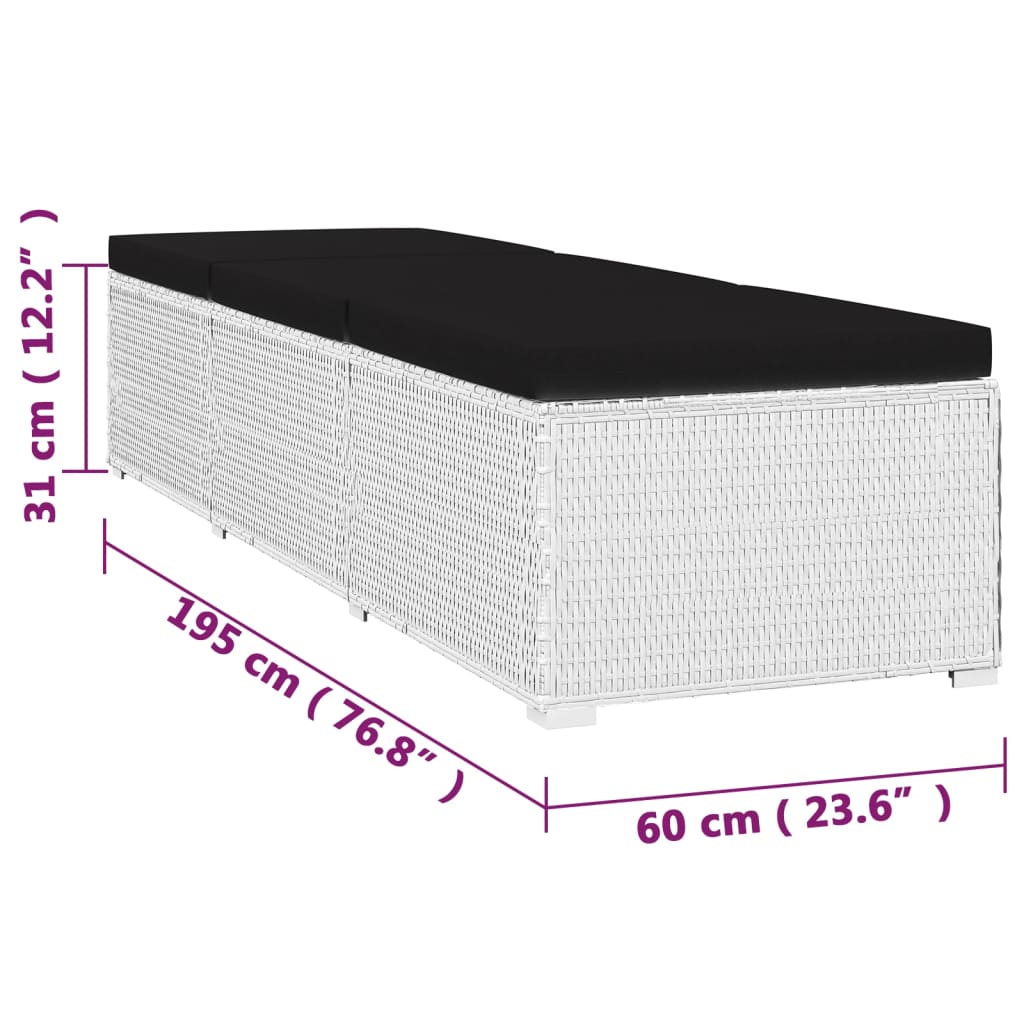 Lettini Prendisole con Tavolino 3 pz in Polyrattan Bianco - homemem39