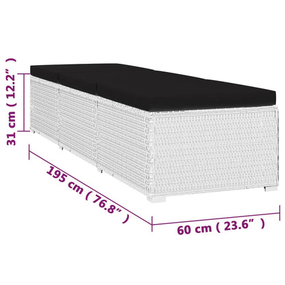 Lettini Prendisole con Tavolino 3 pz in Polyrattan Bianco - homemem39