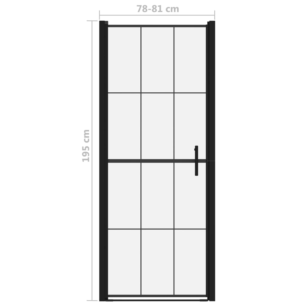 Porta per Doccia in Vetro Temperato 81x195 cm Nero - homemem39