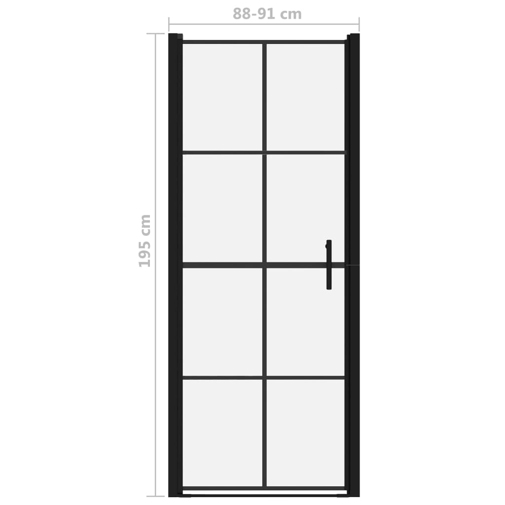 Porta per Doccia in Vetro Temperato 91x195 cm Nera | homemem39