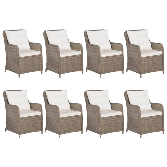 Set da Pranzo da Giardino 9 pz con Cuscini Polyrattan Marrone