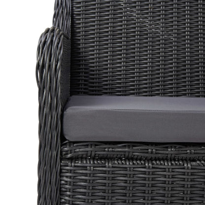 Set da Pranzo da Giardino 7 pz in Polyrattan Nero