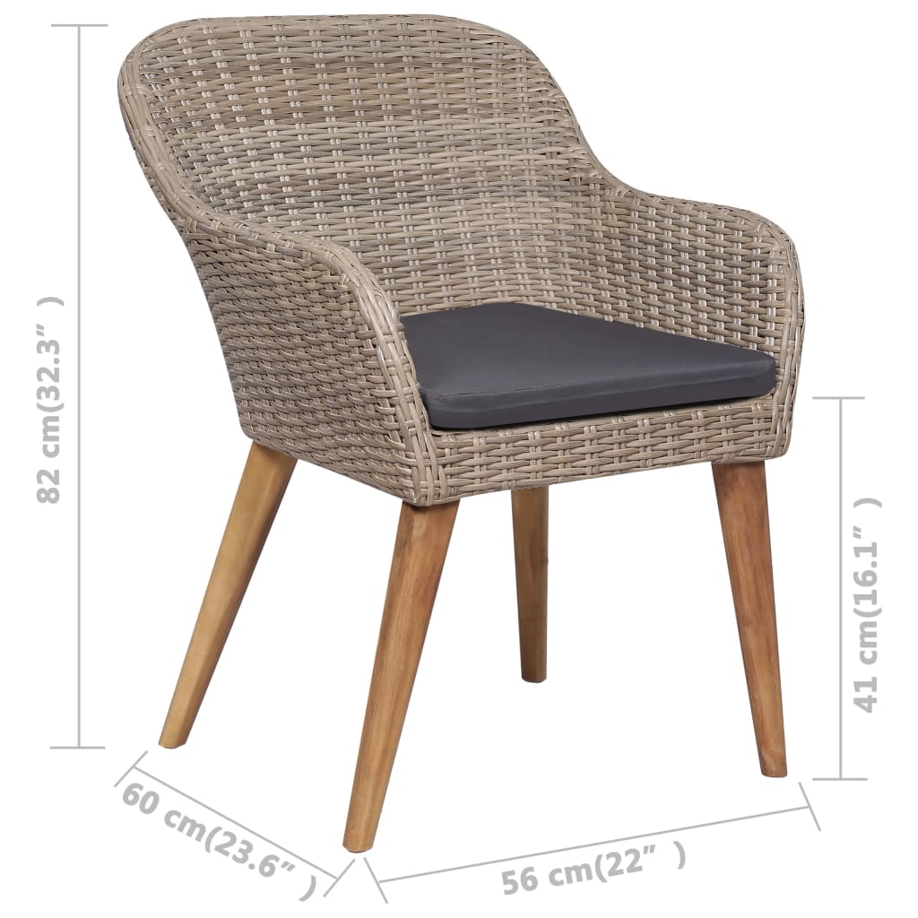 Set da Pranzo da Giardino 9 pz con Cuscini in Polyrattan - homemem39