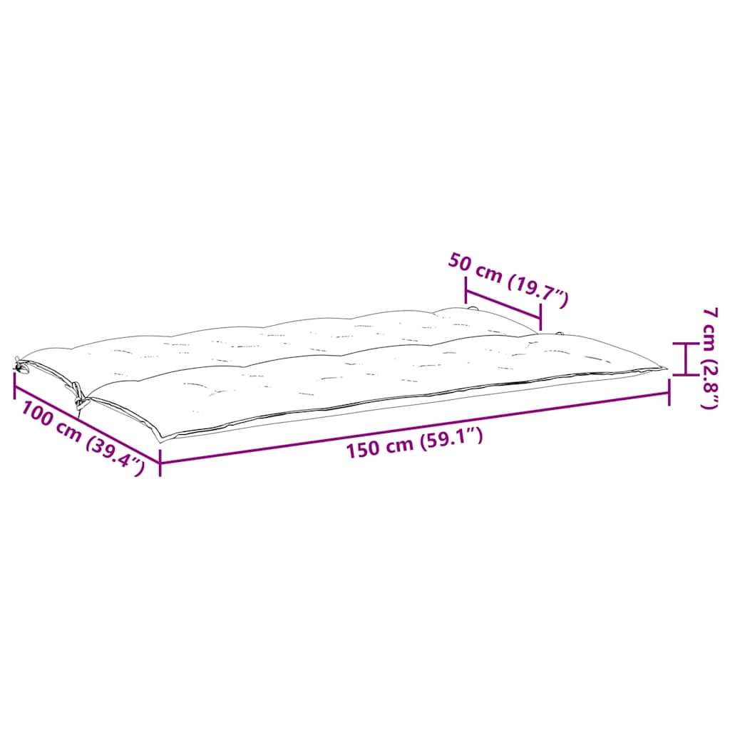 Cuscini Panca Giardino 2pz Antracite 150x50x7cm Tessuto Oxford - homemem39