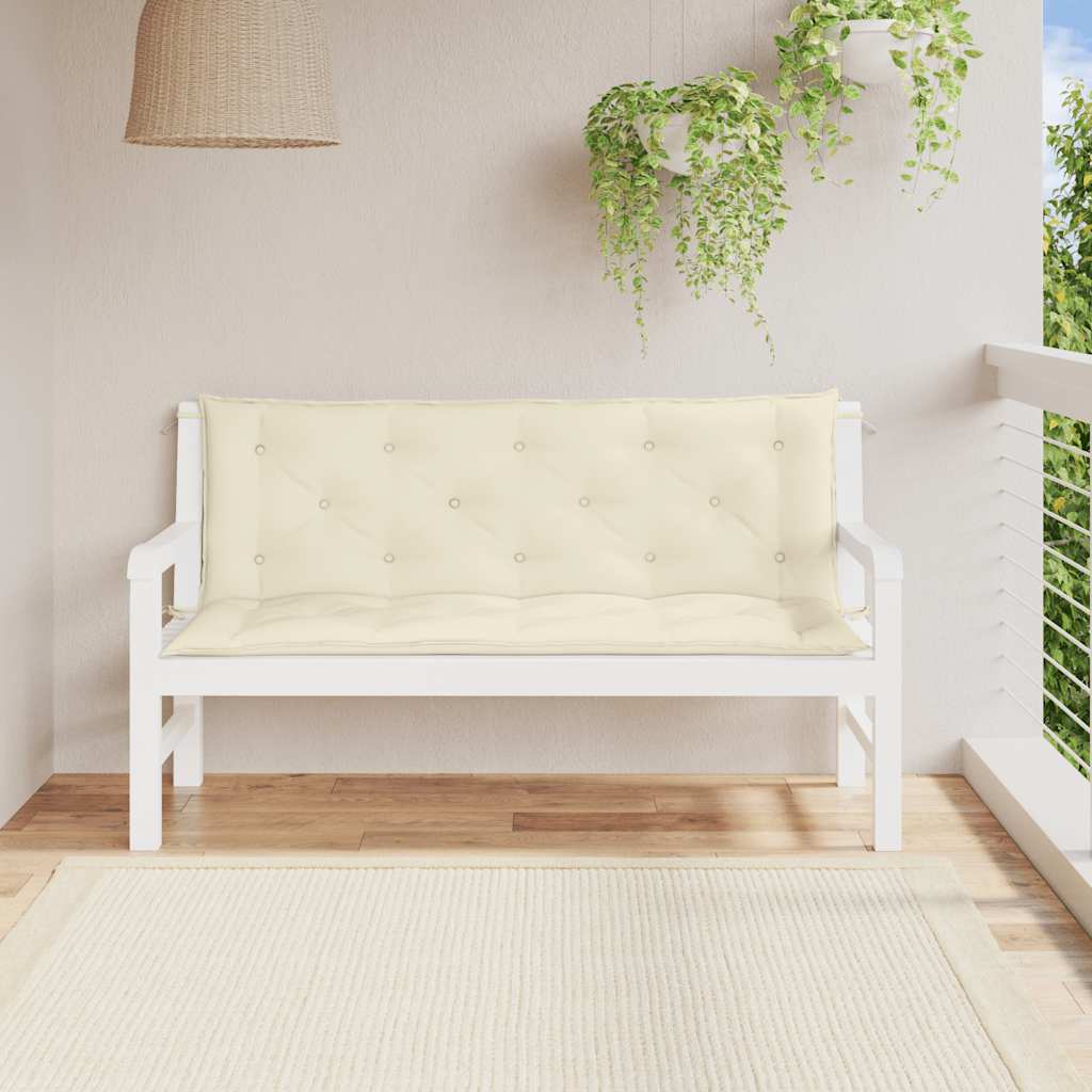 Cuscini Panca Giardino 2pz Bianco Crema 150x50x7 Tessuto Oxford | homemem39