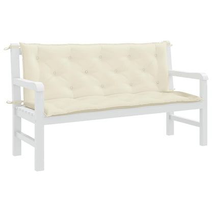 Cuscini Panca Giardino 2pz Bianco Crema 150x50x7 Tessuto Oxford - homemem39