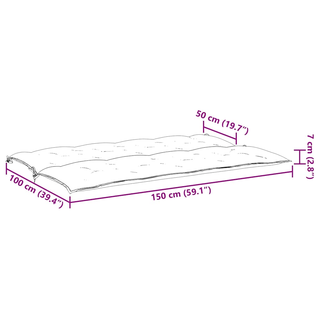Cuscino per Panca Verde 150x(50+50)x7cm in Tessuto Oxford | homemem39
