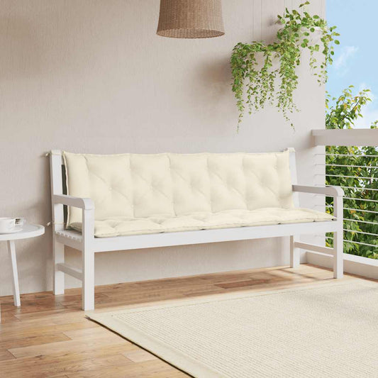 Cuscino per Panca Bianco Crema 180x(50+50)x7 cm Tessuto Oxford - homemem39