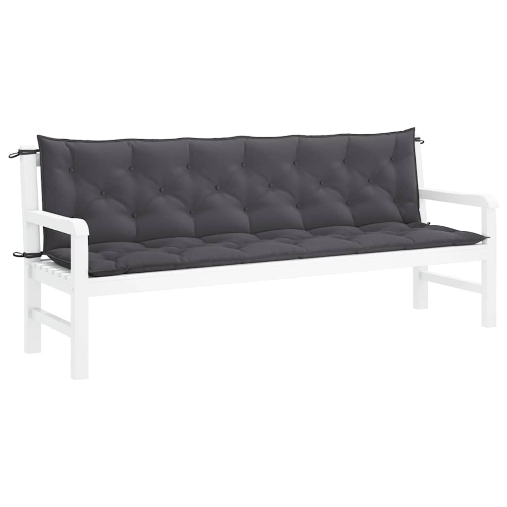 Cuscino per Panca Antracite 200x(50+50)x7 cm in Tessuto Oxford