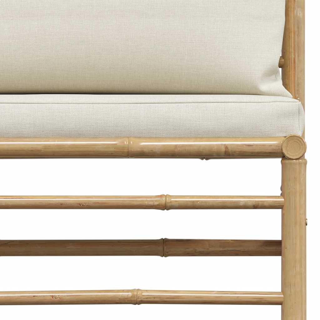 Set Divani da Giardino 2 pz con Cuscini Bianco Crema in Bambù