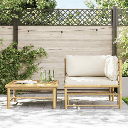 Set Divani da Giardino 2 pz con Cuscini Bianco Crema in Bambù