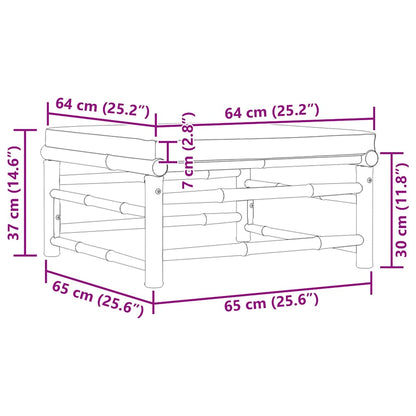 Poggiapiedi da Giardino con Cuscino Bianco Crema in Bambù - homemem39