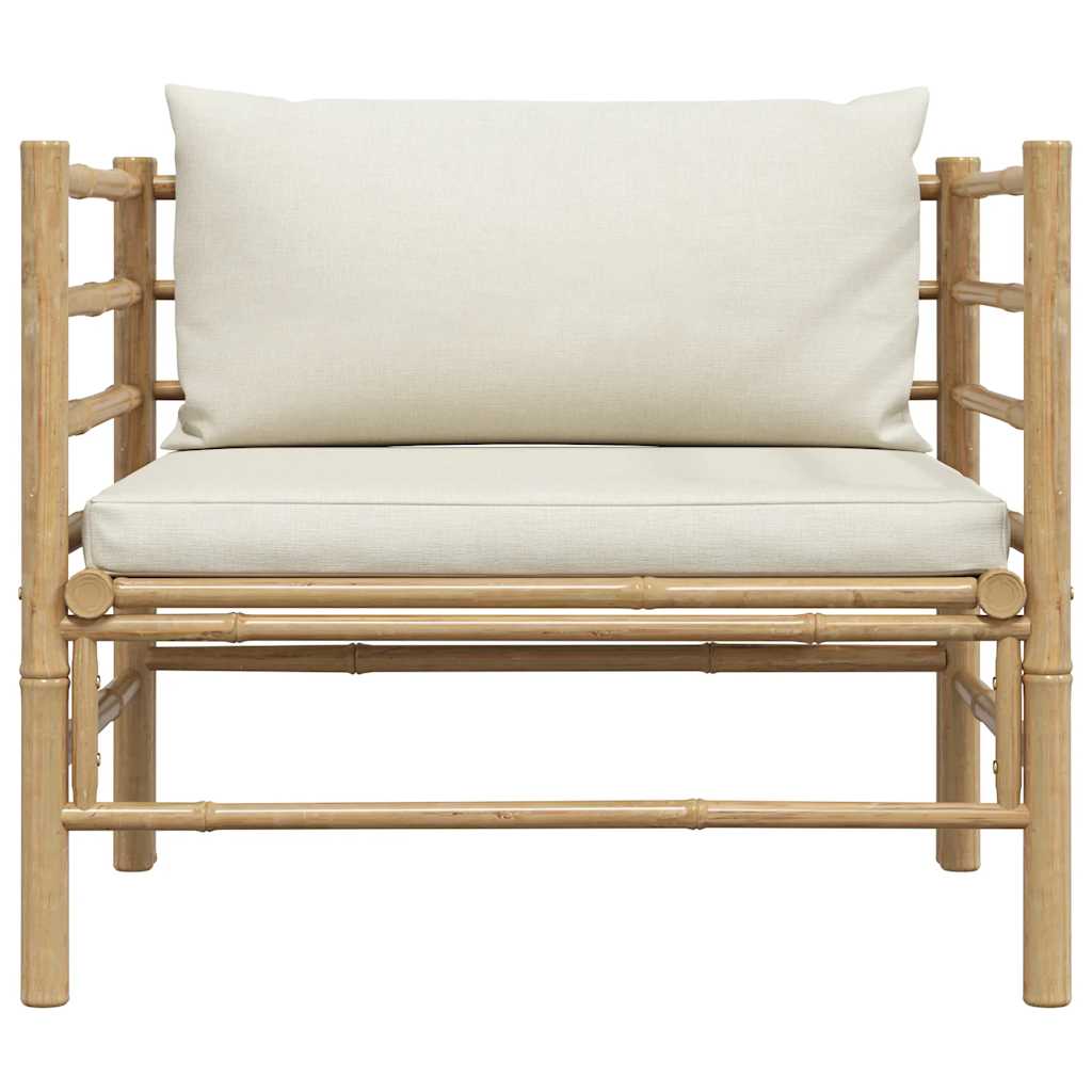 Divano da Giardino con Cuscini Bianco Crema in Bambù | homemem39
