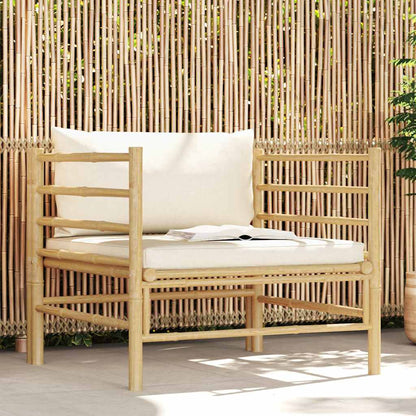 Divano da Giardino con Cuscini Bianco Crema in Bambù | homemem39