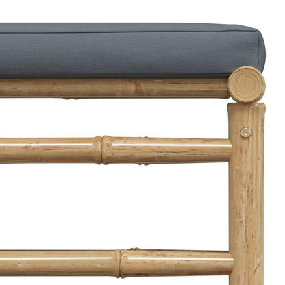 Set Divani da Giardino 3 pz con Cuscini Grigio Scuro in Bambù